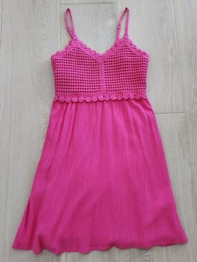 🌷Pink Crochet Bust Sundress